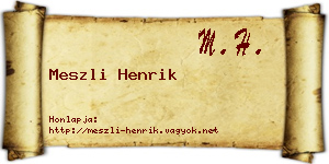 Meszli Henrik névjegykártya